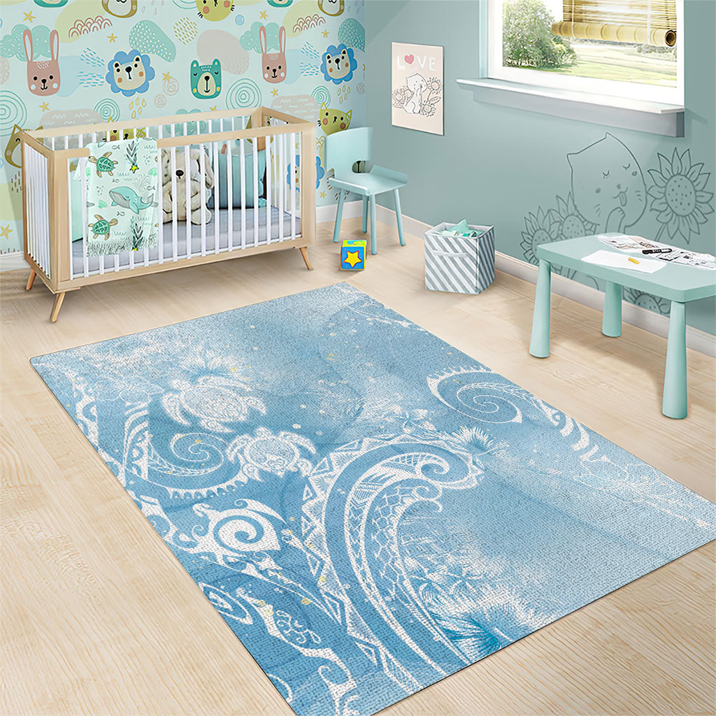 Aloha Hawaii Turtles Floral Area Rug Aqua Marbles Glaze LT7 - Polynesian Pride