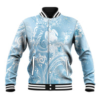 Aloha Hawaii Turtles Floral Baseball Jacket Aqua Marbles Glaze LT7 Unisex Aqua - Polynesian Pride