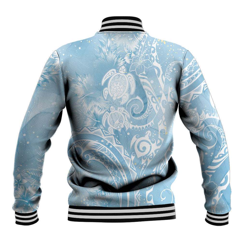 Aloha Hawaii Turtles Floral Baseball Jacket Aqua Marbles Glaze LT7 - Polynesian Pride