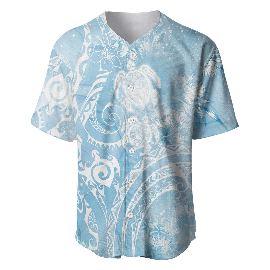 Aloha Hawaii Turtles Floral Baseball Jersey Aqua Marbles Glaze LT7 Aqua - Polynesian Pride