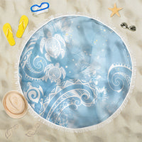 Aloha Hawaii Turtles Floral Beach Blanket Aqua Marbles Glaze LT7 One Size 150cm Aqua - Polynesian Pride
