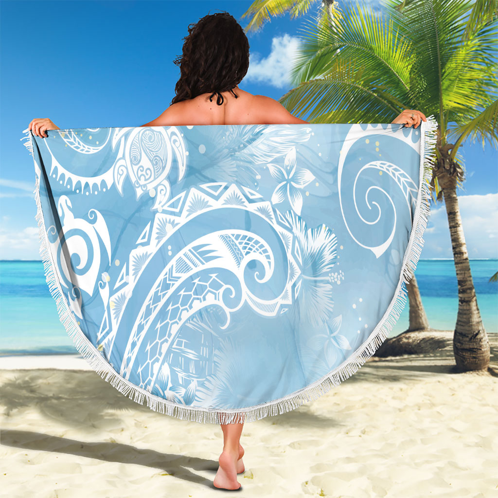 Aloha Hawaii Turtles Floral Beach Blanket Aqua Marbles Glaze LT7 - Polynesian Pride