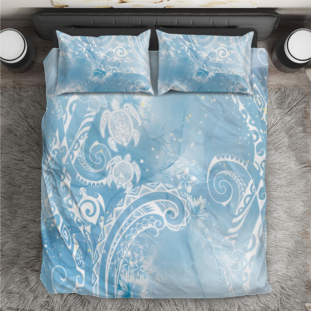 Aloha Hawaii Turtles Floral Bedding Set Aqua Marbles Glaze LT7 Aqua - Polynesian Pride