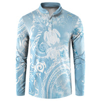 Aloha Hawaii Turtles Floral Button Sweatshirt Aqua Marbles Glaze LT7 Aqua - Polynesian Pride