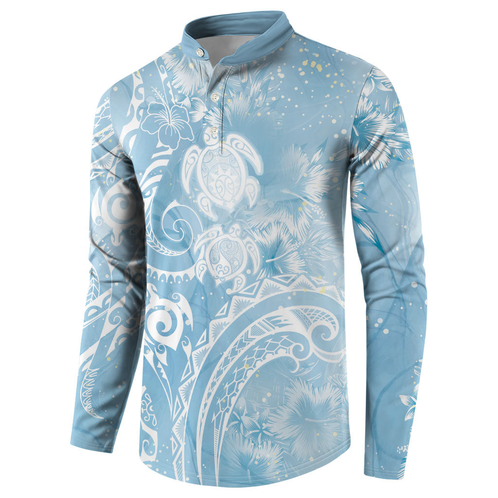 Aloha Hawaii Turtles Floral Button Sweatshirt Aqua Marbles Glaze LT7 - Polynesian Pride