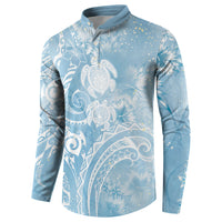 Aloha Hawaii Turtles Floral Button Sweatshirt Aqua Marbles Glaze LT7 - Polynesian Pride