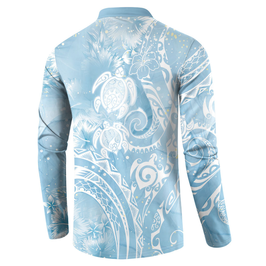 Aloha Hawaii Turtles Floral Button Sweatshirt Aqua Marbles Glaze LT7 - Polynesian Pride