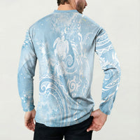 Aloha Hawaii Turtles Floral Button Sweatshirt Aqua Marbles Glaze LT7 - Polynesian Pride