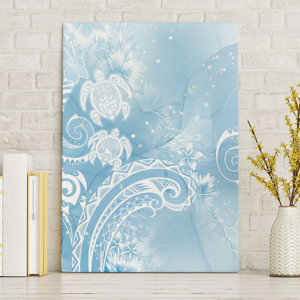 Aloha Hawaii Turtles Floral Canvas Wall Art Aqua Marbles Glaze LT7 Without Frame Aqua - Polynesian Pride