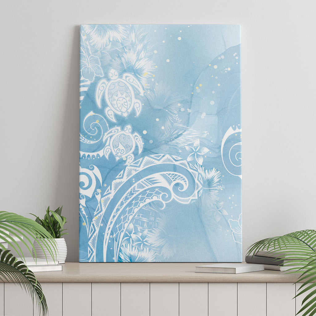 Aloha Hawaii Turtles Floral Canvas Wall Art Aqua Marbles Glaze LT7 - Polynesian Pride