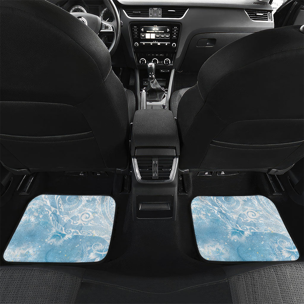Aloha Hawaii Turtles Floral Car Mats Aqua Marbles Glaze LT7 Set 2pcs - Back Aqua - Polynesian Pride