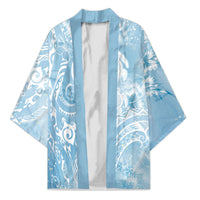 Aloha Hawaii Turtles Floral Kimono Aqua Marbles Glaze LT7 Unisex Aqua - Polynesian Pride
