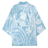 Aloha Hawaii Turtles Floral Kimono Aqua Marbles Glaze LT7 - Polynesian Pride