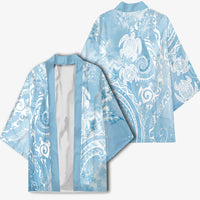 Aloha Hawaii Turtles Floral Kimono Aqua Marbles Glaze LT7 - Polynesian Pride