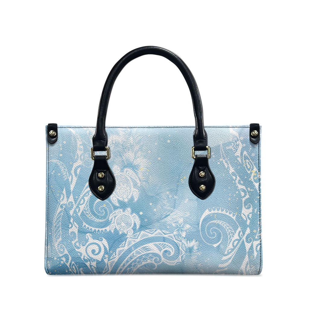 Aloha Hawaii Turtles Floral Leather Bag Aqua Marbles Glaze LT7 - Polynesian Pride