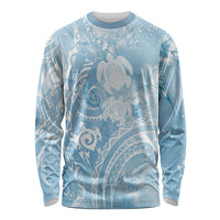 Aloha Hawaii Turtles Floral Long Sleeve Shirt Aqua Marbles Glaze LT7 Unisex Aqua - Polynesian Pride