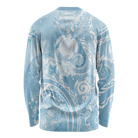Aloha Hawaii Turtles Floral Long Sleeve Shirt Aqua Marbles Glaze LT7 - Polynesian Pride