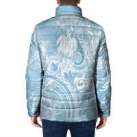 Aloha Hawaii Turtles Floral Padded Jacket Aqua Marbles Glaze LT7 - Polynesian Pride