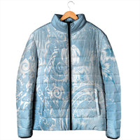 Aloha Hawaii Turtles Floral Padded Jacket Aqua Marbles Glaze LT7 - Polynesian Pride