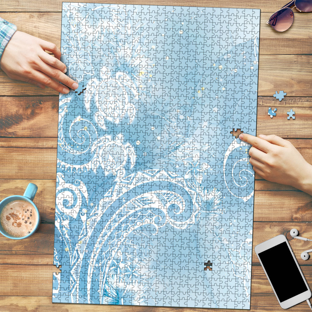 Aloha Hawaii Turtles Floral Puzzle Aqua Marbles Glaze LT7 Aqua - Polynesian Pride