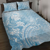 Aloha Hawaii Turtles Floral Quilt Bed Set Aqua Marbles Glaze LT7 Aqua - Polynesian Pride