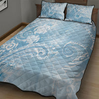 Aloha Hawaii Turtles Floral Quilt Bed Set Aqua Marbles Glaze LT7 - Polynesian Pride