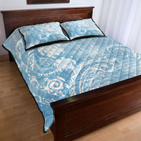 Aloha Hawaii Turtles Floral Quilt Bed Set Aqua Marbles Glaze LT7 - Polynesian Pride