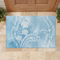 Aloha Hawaii Turtles Floral Rubber Doormat Aqua Marbles Glaze LT7 Aqua - Polynesian Pride