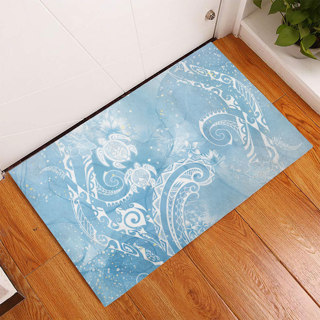 Aloha Hawaii Turtles Floral Rubber Doormat Aqua Marbles Glaze LT7 - Polynesian Pride