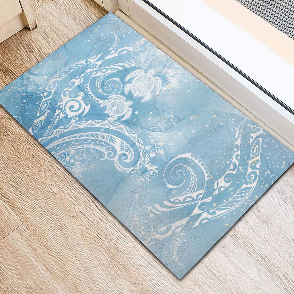 Aloha Hawaii Turtles Floral Rubber Doormat Aqua Marbles Glaze LT7 - Polynesian Pride