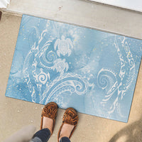 Aloha Hawaii Turtles Floral Rubber Doormat Aqua Marbles Glaze LT7 - Polynesian Pride