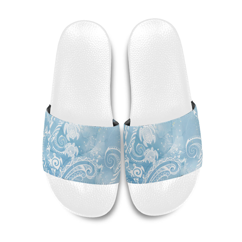 Aloha Hawaii Turtles Floral Slide Sandals Aqua Marbles Glaze LT7 Aqua - Polynesian Pride