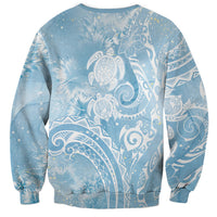 Aloha Hawaii Turtles Floral Sweatshirt Aqua Marbles Glaze LT7 - Polynesian Pride