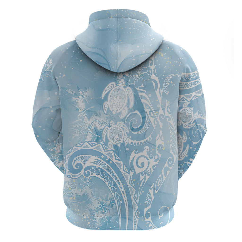 Aloha Hawaii Turtles Floral Zip Hoodie Aqua Marbles Glaze LT7 - Polynesian Pride