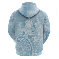 Aloha Hawaii Turtles Floral Zip Hoodie Aqua Marbles Glaze LT7 - Polynesian Pride