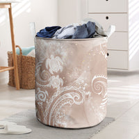Aloha Hawaii Turtles Floral Laundry Basket Taupe Marbles Glaze LT7 Taupe - Polynesian Pride