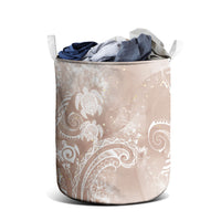 Aloha Hawaii Turtles Floral Laundry Basket Taupe Marbles Glaze LT7 - Polynesian Pride