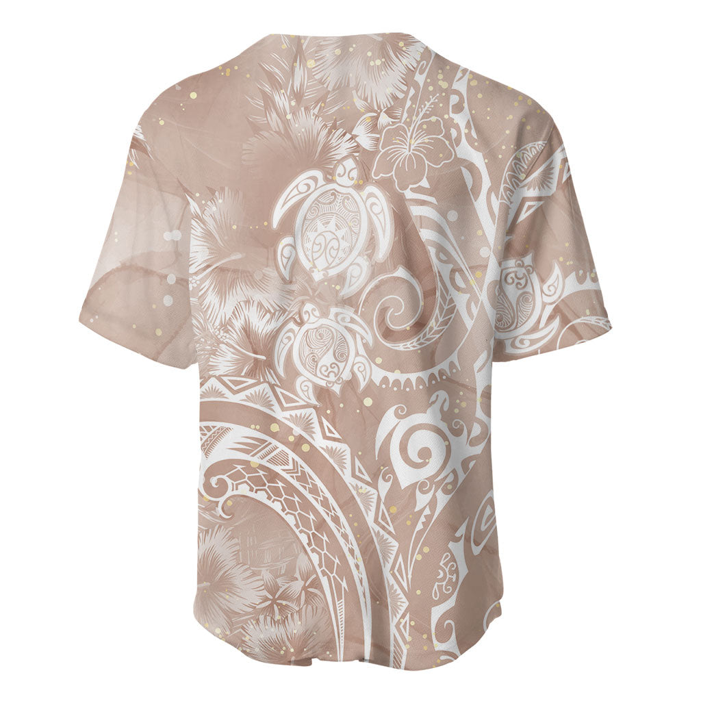 Aloha Hawaii Turtles Floral Baseball Jersey Taupe Marbles Glaze LT7 - Polynesian Pride