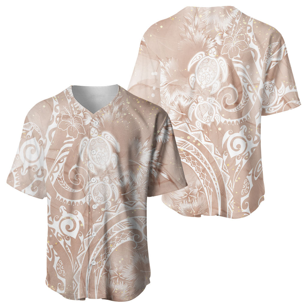 Aloha Hawaii Turtles Floral Baseball Jersey Taupe Marbles Glaze LT7 - Polynesian Pride