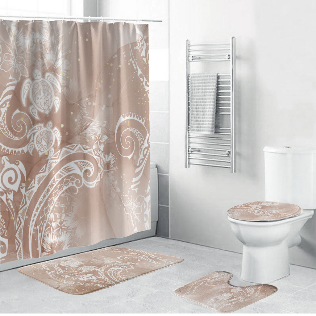Aloha Hawaii Turtles Floral Bathroom Set Taupe Marbles Glaze LT7 Bathroom Set (4 pcs) Taupe - Polynesian Pride