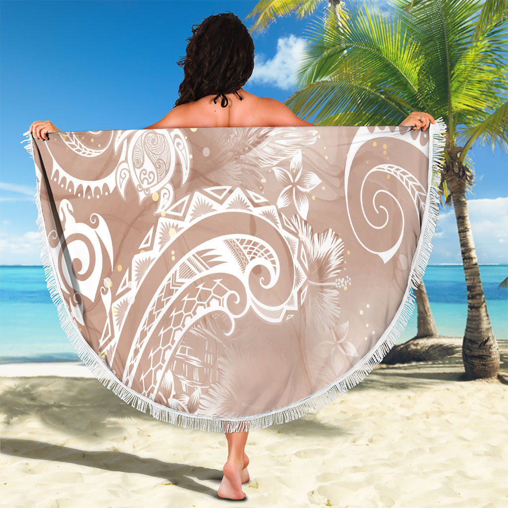 Aloha Hawaii Turtles Floral Beach Blanket Taupe Marbles Glaze LT7 - Polynesian Pride