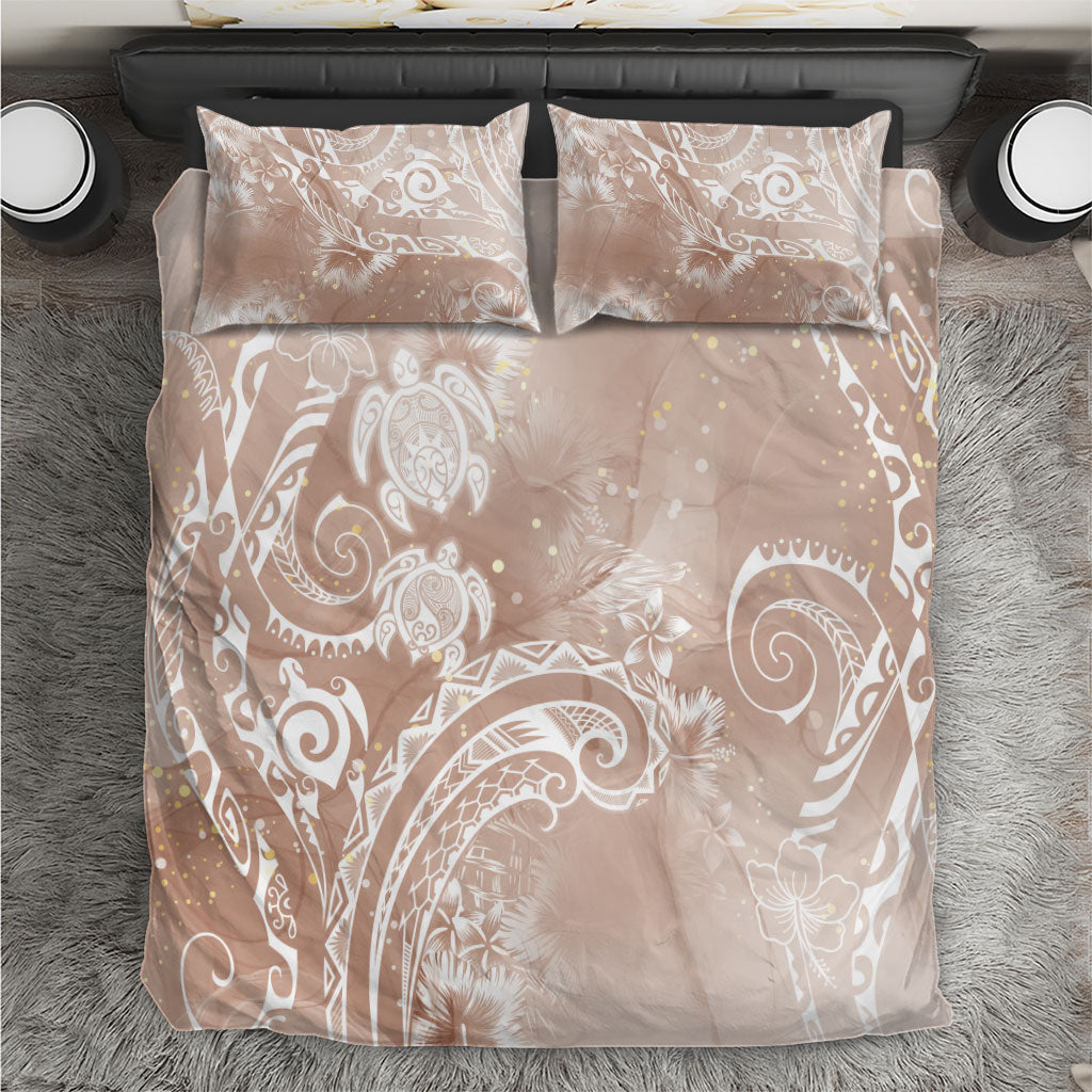 Aloha Hawaii Turtles Floral Bedding Set Taupe Marbles Glaze LT7 Taupe - Polynesian Pride