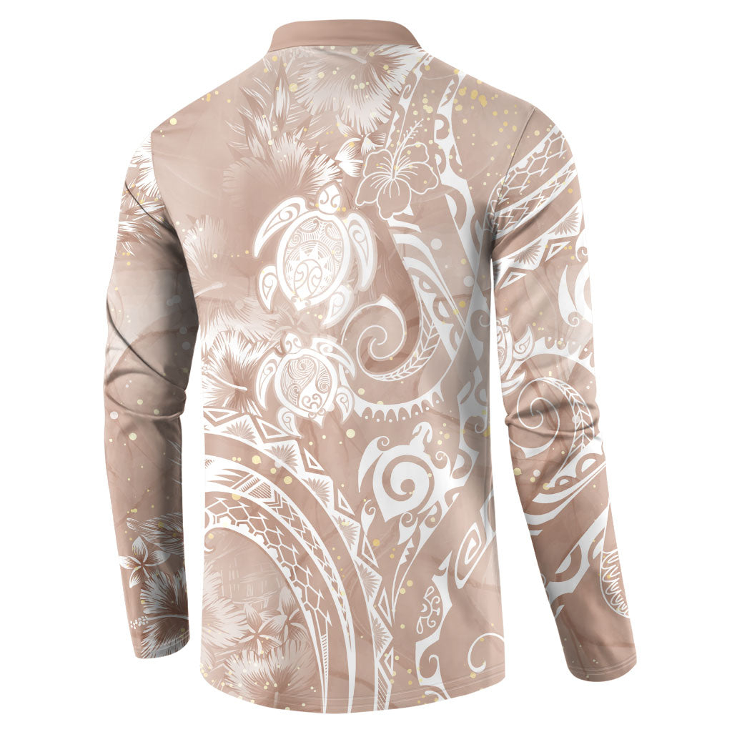 Aloha Hawaii Turtles Floral Button Sweatshirt Taupe Marbles Glaze LT7 - Polynesian Pride