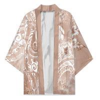 Aloha Hawaii Turtles Floral Kimono Taupe Marbles Glaze LT7 Unisex Taupe - Polynesian Pride