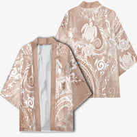 Aloha Hawaii Turtles Floral Kimono Taupe Marbles Glaze LT7 - Polynesian Pride