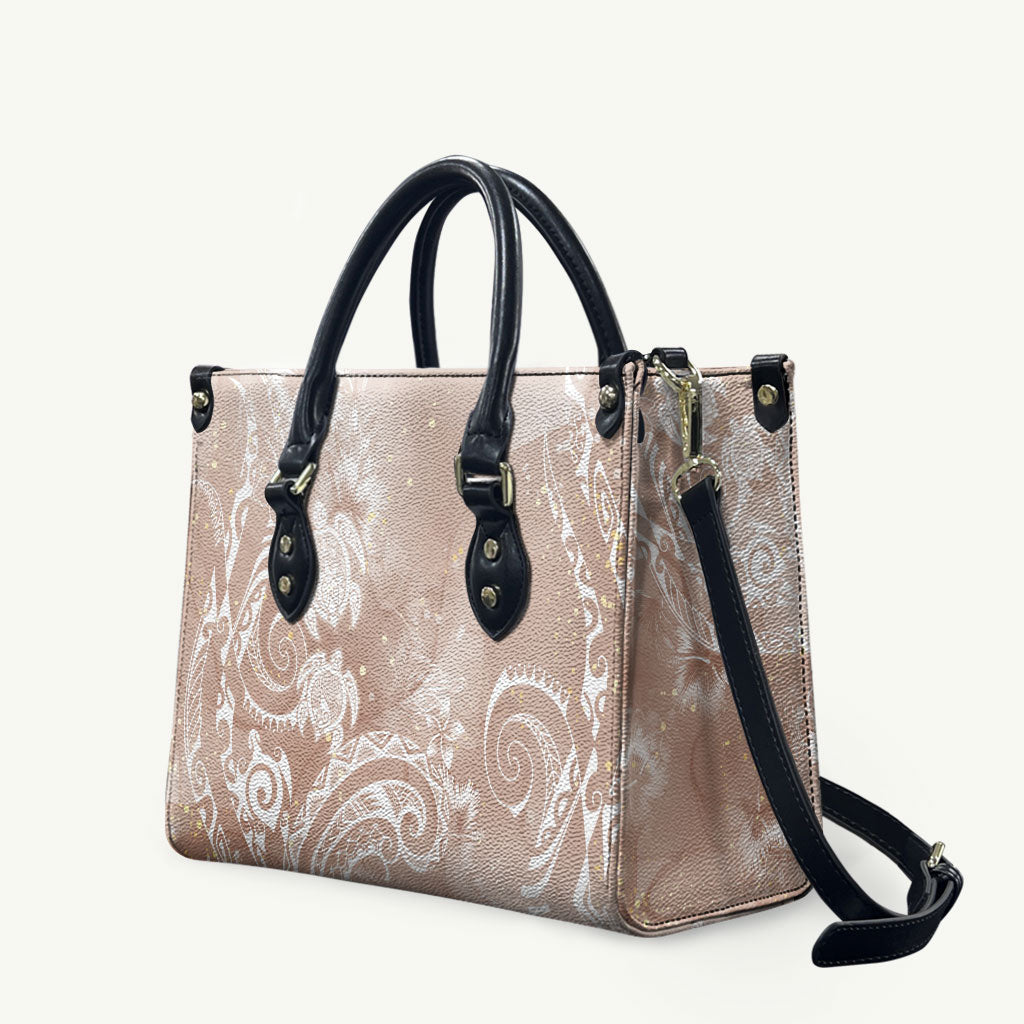Aloha Hawaii Turtles Floral Leather Bag Taupe Marbles Glaze LT7 Taupe - Polynesian Pride