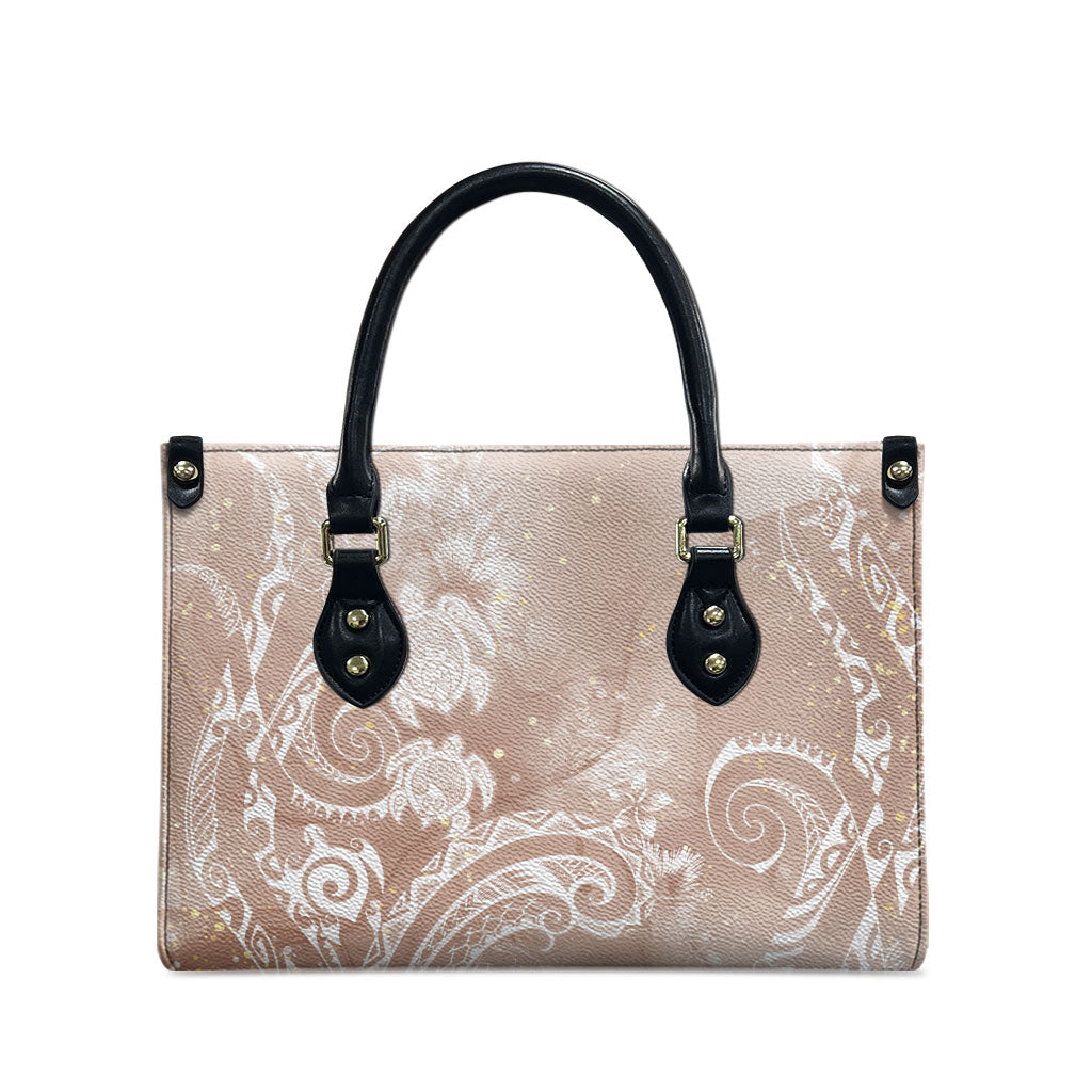 Aloha Hawaii Turtles Floral Leather Bag Taupe Marbles Glaze LT7 - Polynesian Pride