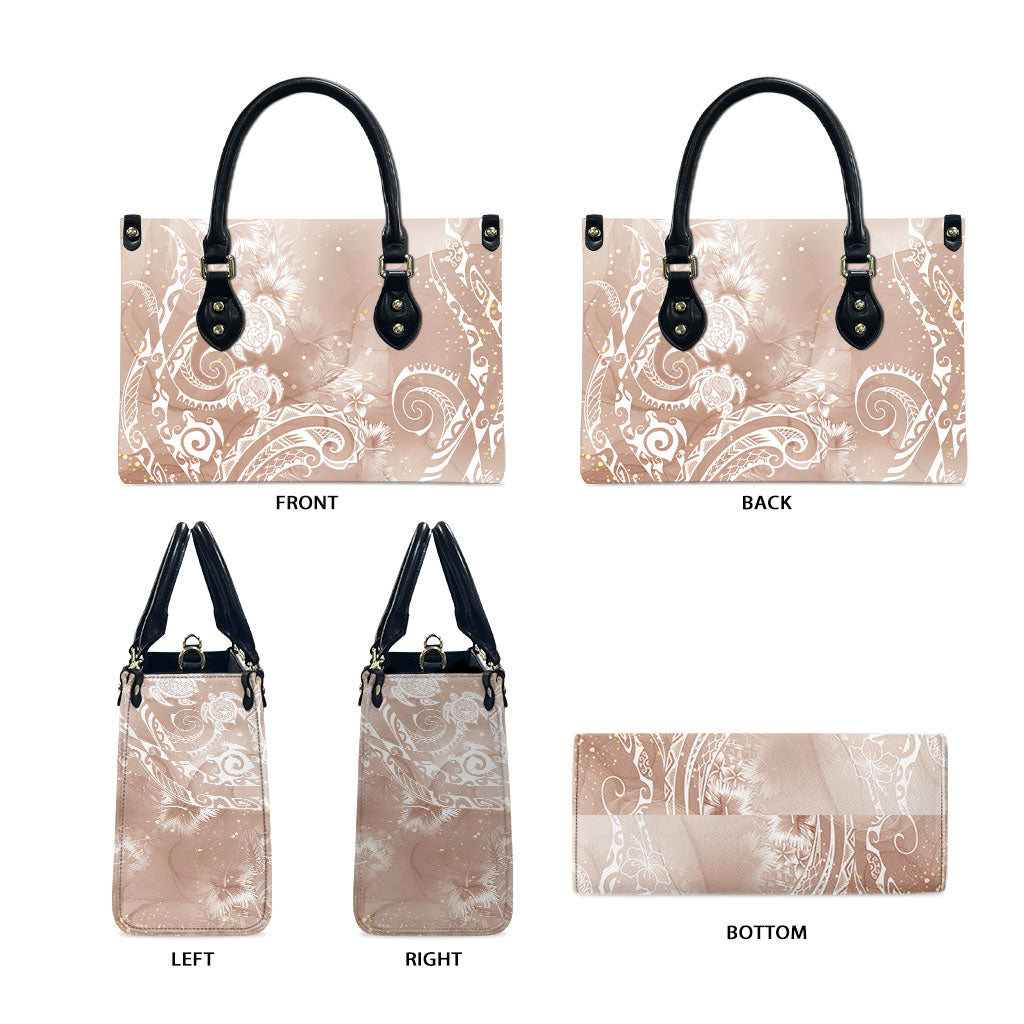 Aloha Hawaii Turtles Floral Leather Bag Taupe Marbles Glaze LT7 - Polynesian Pride
