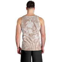 Aloha Hawaii Turtles Floral Men Tank Top Taupe Marbles Glaze LT7 - Polynesian Pride