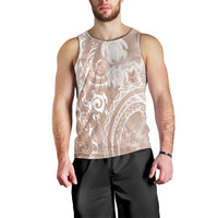 Aloha Hawaii Turtles Floral Men Tank Top Taupe Marbles Glaze LT7 - Polynesian Pride